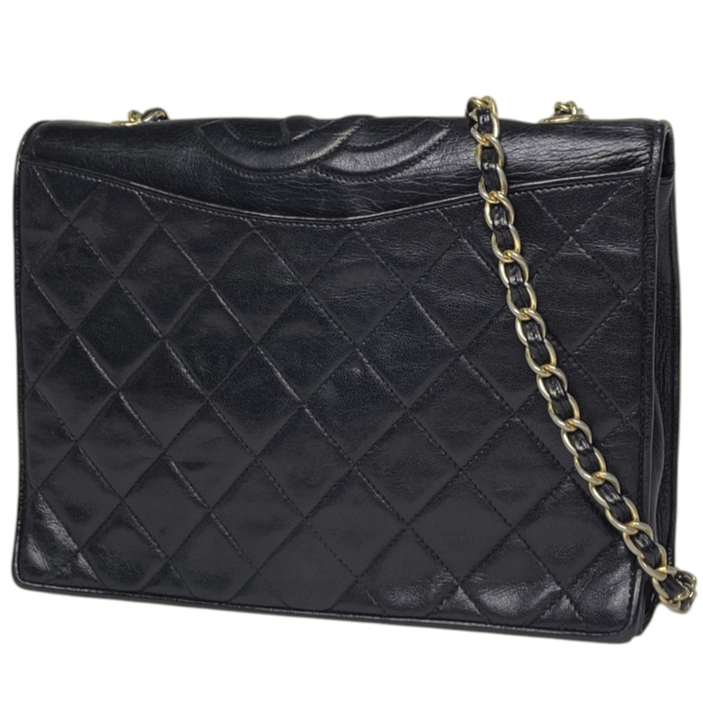Chanel CHANEL Shoulder Bag Coco Mark Matelassé Leather Black Women's